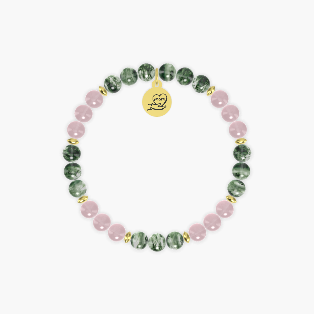 Moss Agate and Rose Quartz Bracelet