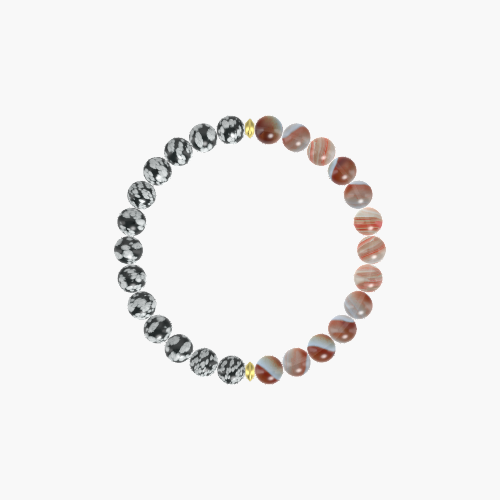 Sardonyx and Snowflake Obsidian Bracelet
