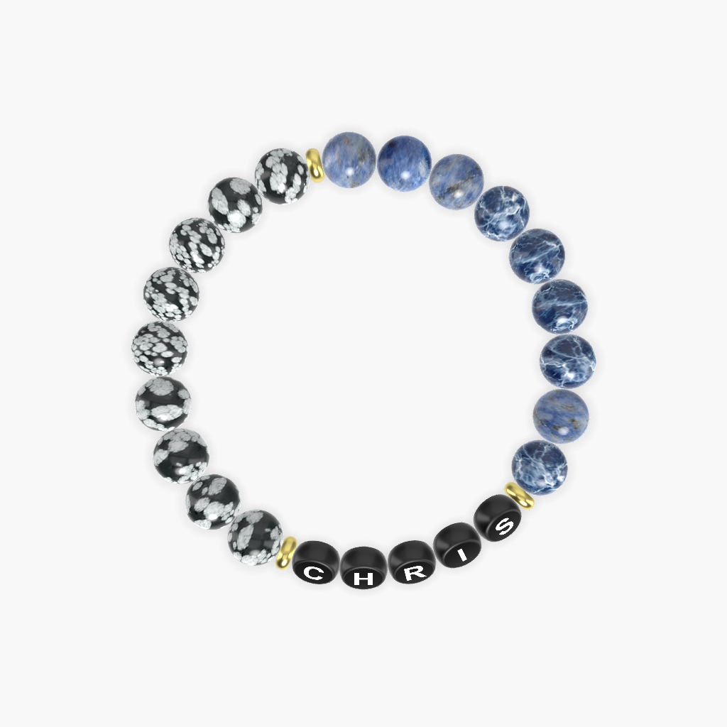 Sodalite and Snowflake Obsidian Bracelet