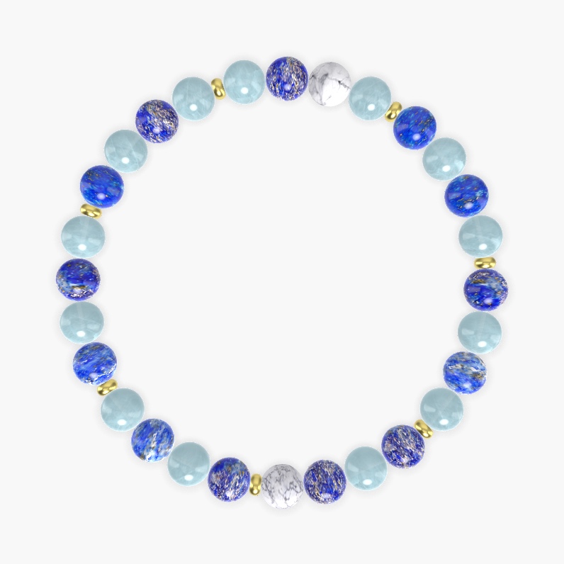 Lapis Lazuli, Aquamarine and Howlite Bracelet