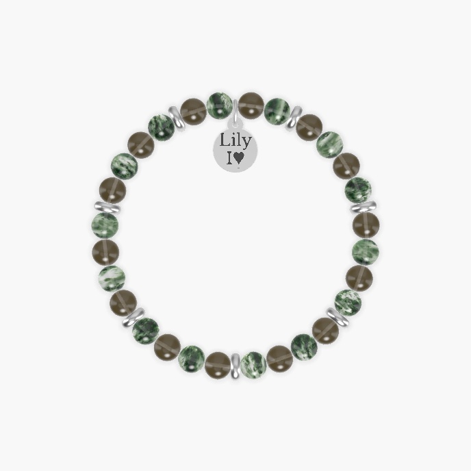 Moss Agate and Smoky Quartz Bracelet