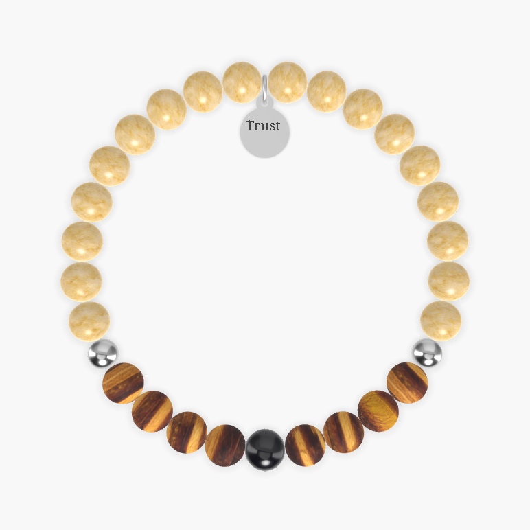 Yellow Jade, Tiger Eye and Black Tourmaline Bracelet