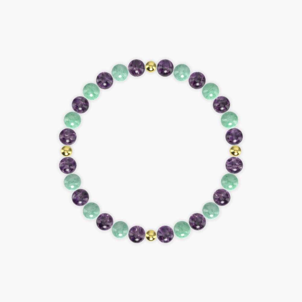 Amethyst and Green Jade Bracelet