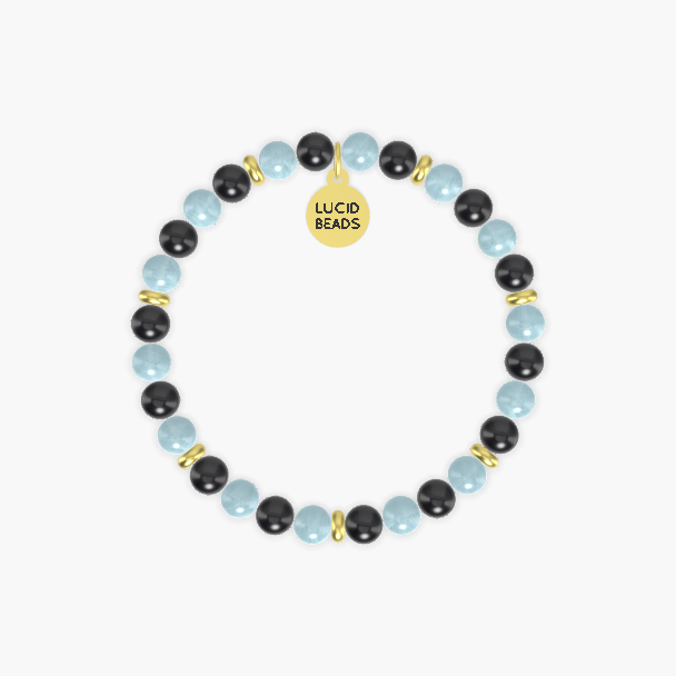 Black Tourmaline and Aquamarine Bracelet