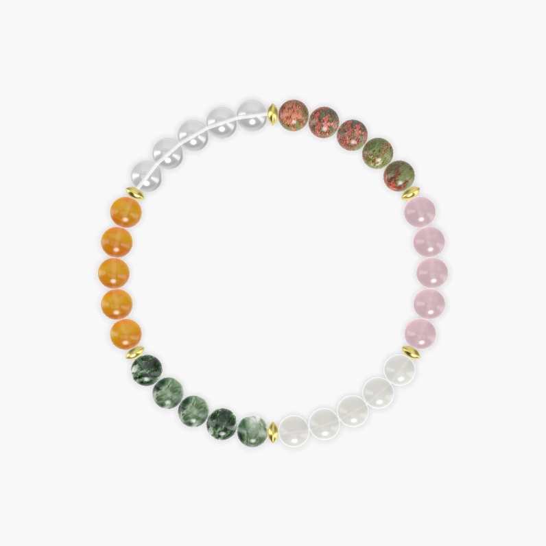 Moonstone, Rose Quartz, Unakite and more Gemstone Bracelet