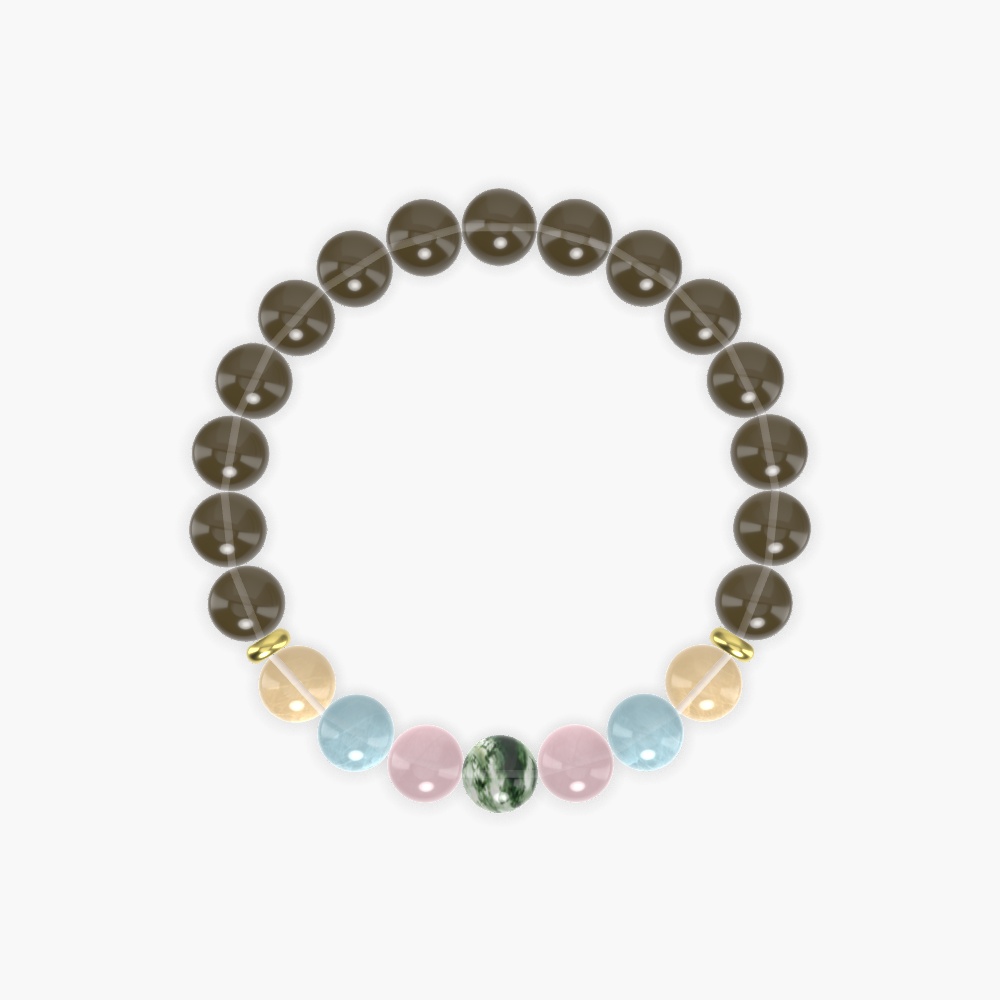 Smoky Quartz, Rose Quartz, Aquamarine and more Gemstone Bracelet