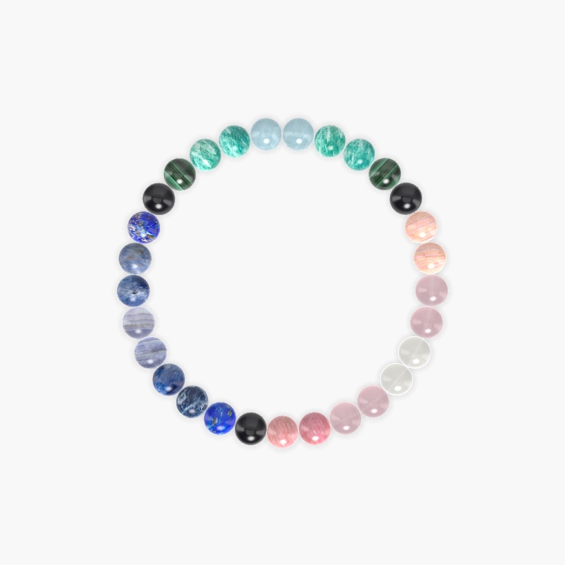 Rhodonite, Rose Quartz, Amazonite and more Gemstone Bracelet