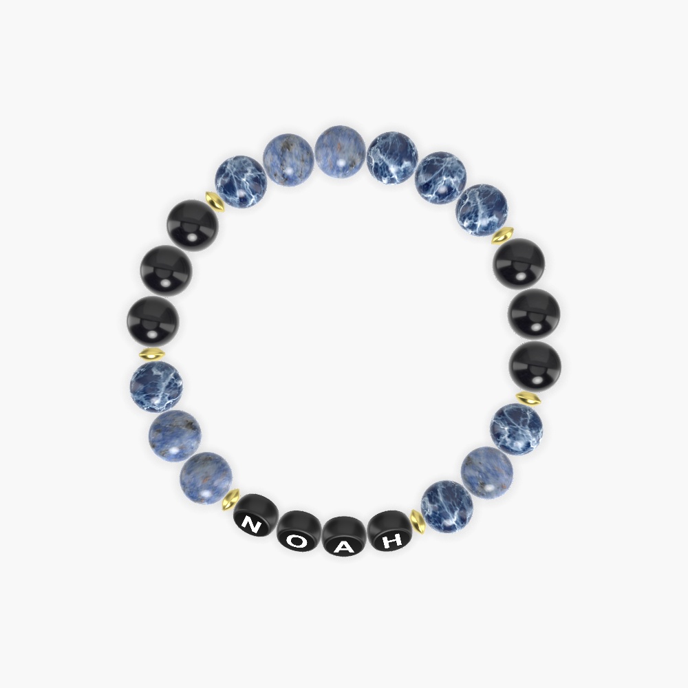 Sodalite and Black Obsidian Bracelet