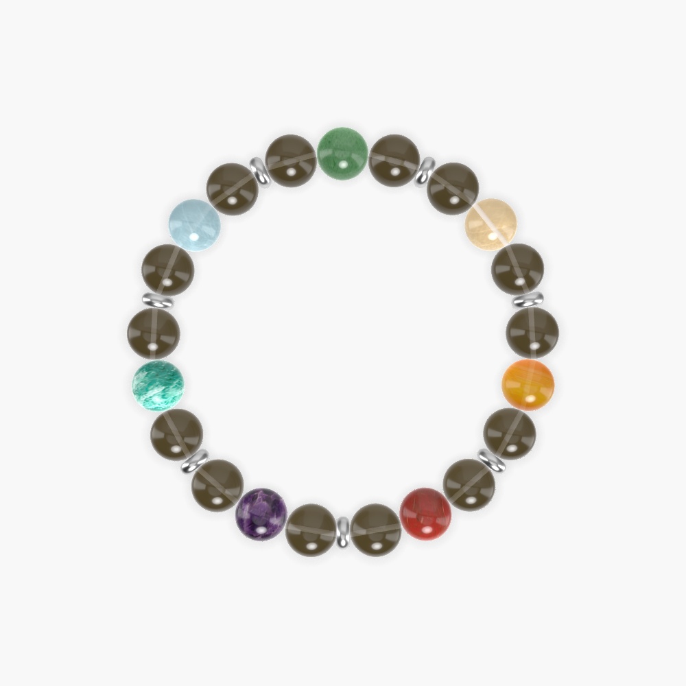 Smoky Quartz, Red Jasper, Carnelian and more Gemstone Bracelet