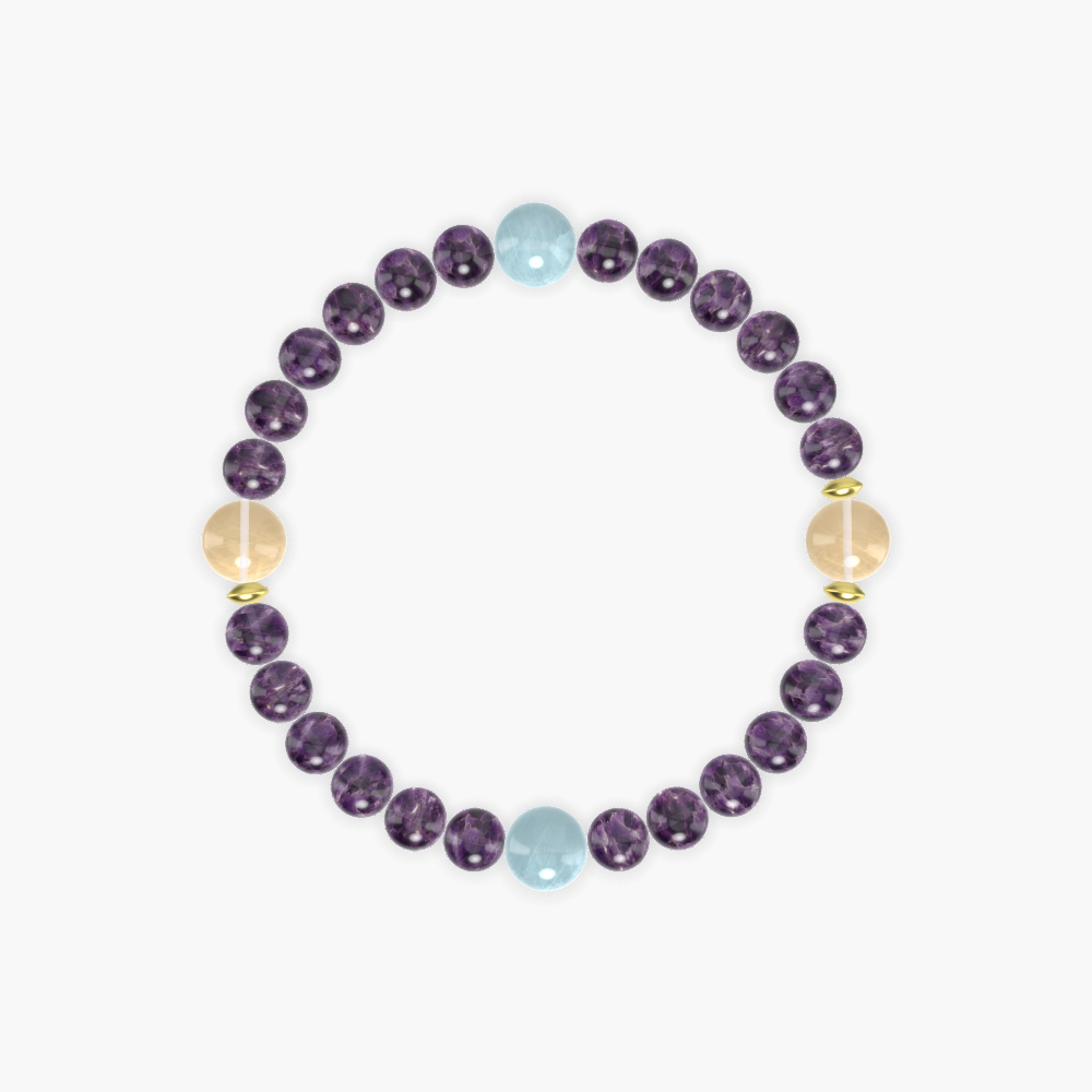 Amethyst, Aquamarine and Citrine Bracelet