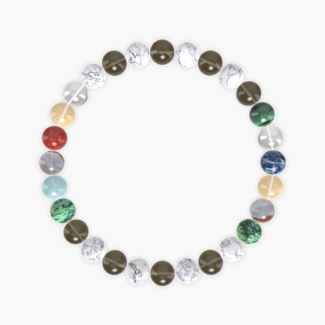 Smoky Quartz, Howlite, African Turquoise and more Gemstone Bracelet