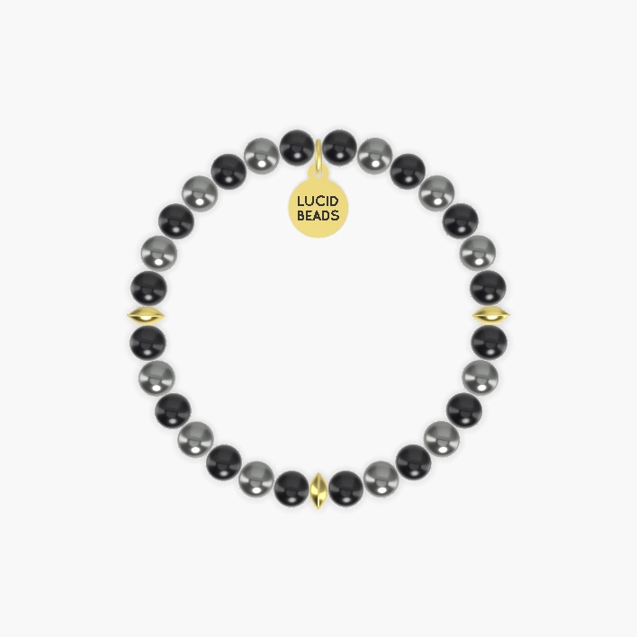 Black Obsidian and Hematite Bracelet