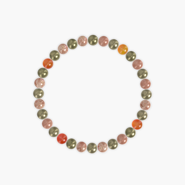 Pyrite, Sunstone and Carnelian Bracelet