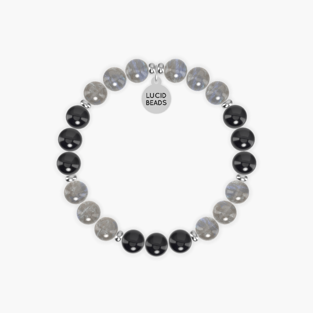 Labradorite, Black Tourmaline and Black Obsidian Bracelet