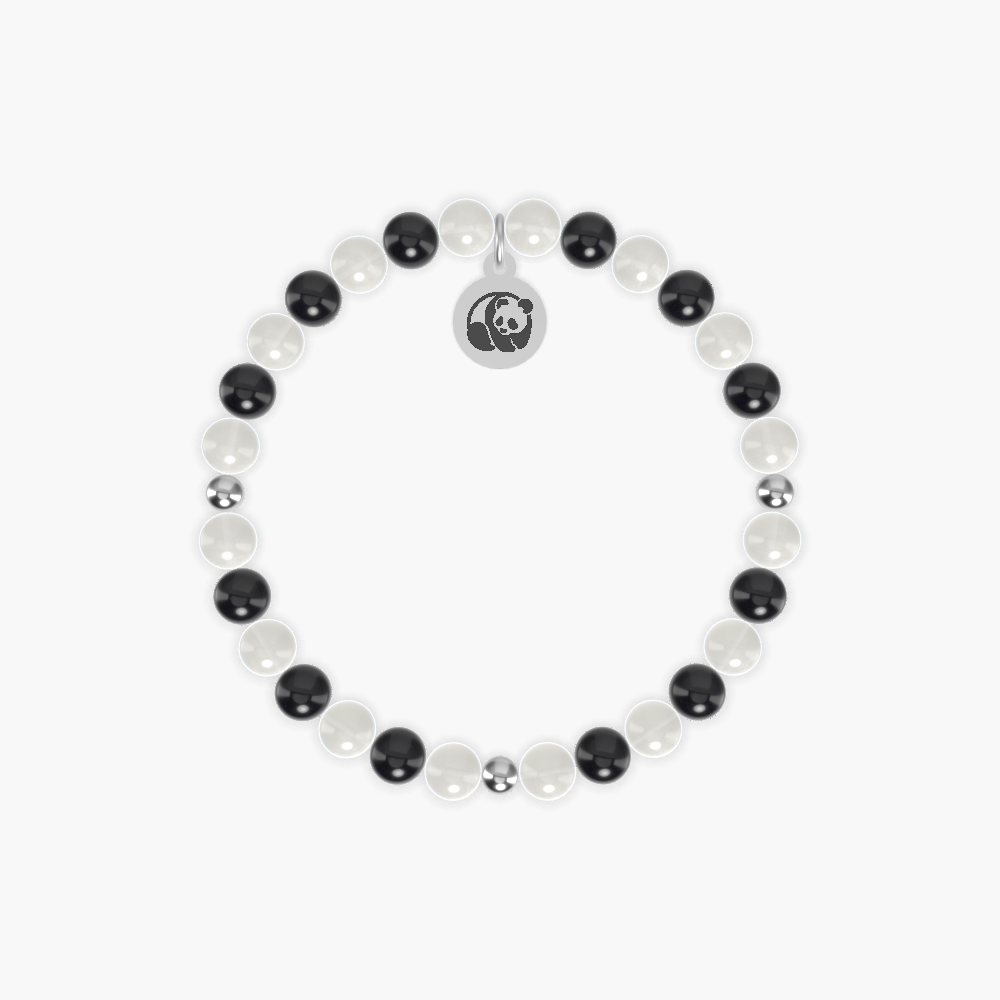 Celebrating National Panda Day - Moonstone and Black Obsidian Bracelet