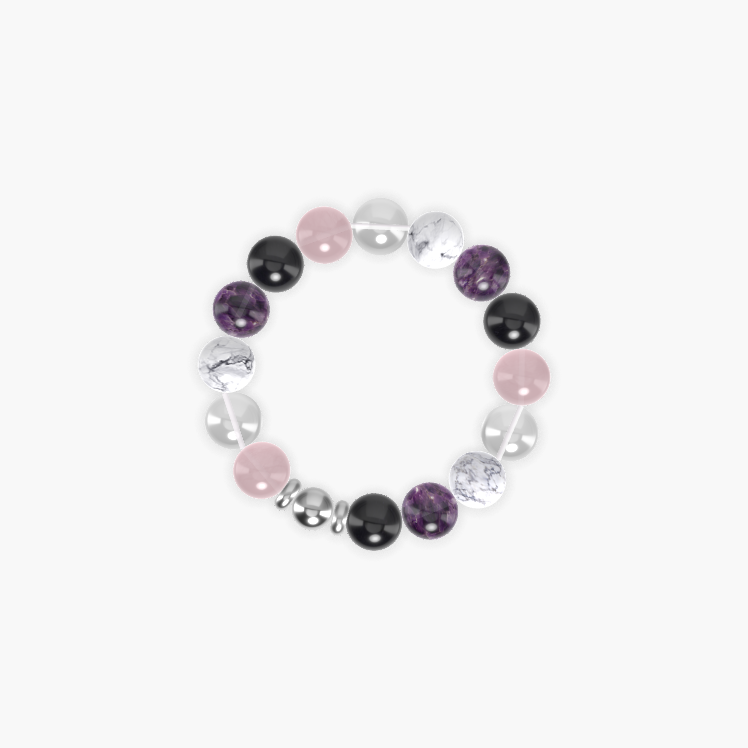 Black Tourmaline, Amethyst, Howlite and more Gemstone Bracelet