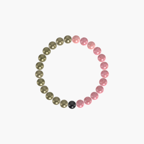 Rhodonite, Pyrite and Black Tourmaline Bracelet