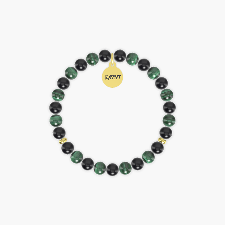 Black Obsidian and Malachite Bracelet