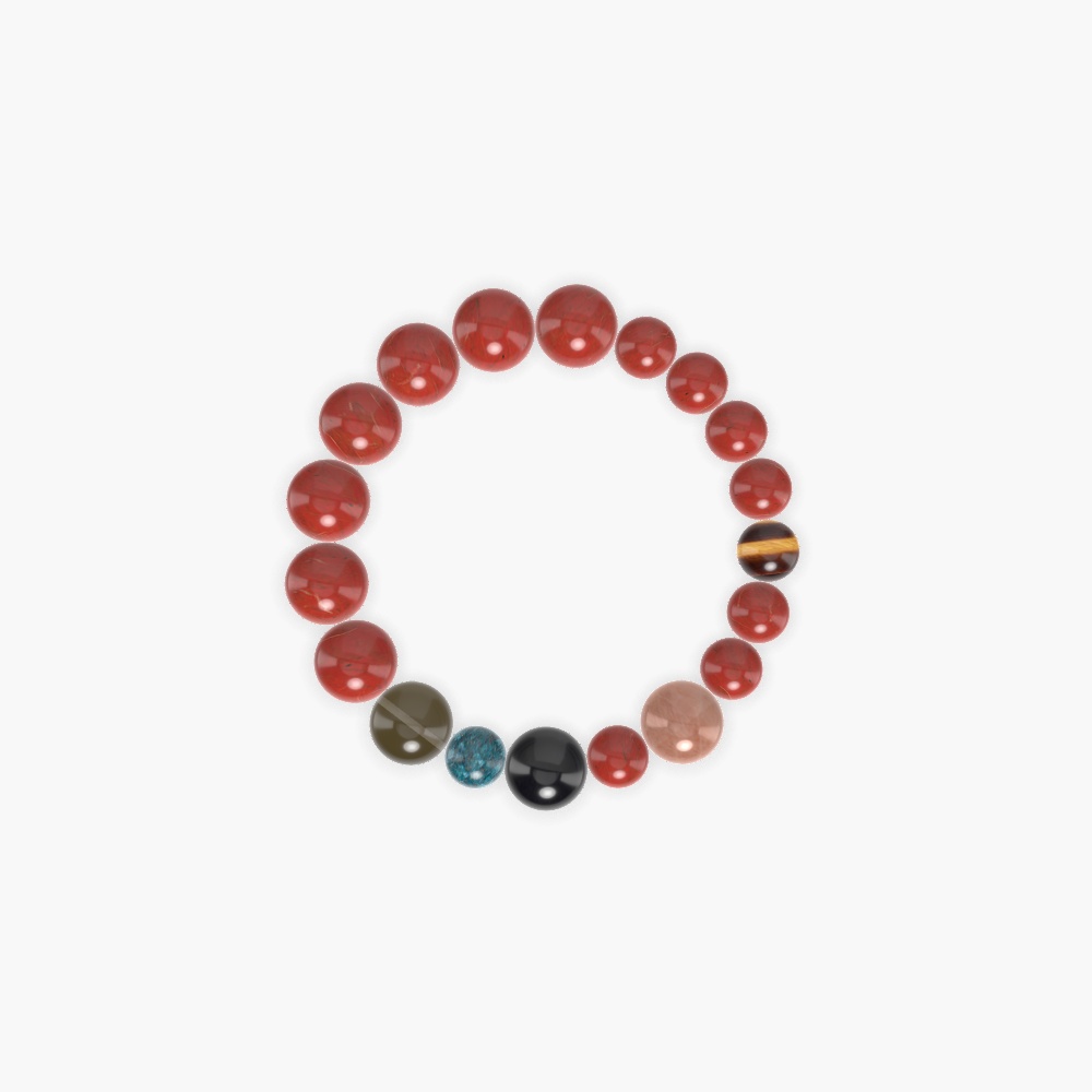 Red Jasper, Black Tourmaline, Sunstone and more Gemstone Bracelet
