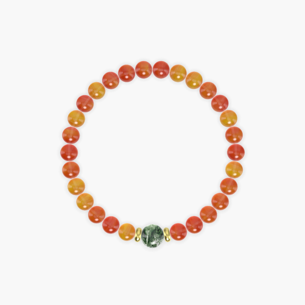 Carnelian and Moss Agate Bracelet