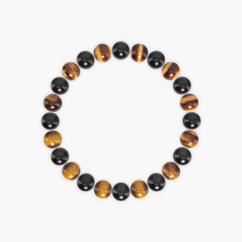 Tiger Eye, Black Obsidian and Black Tourmaline Bracelet