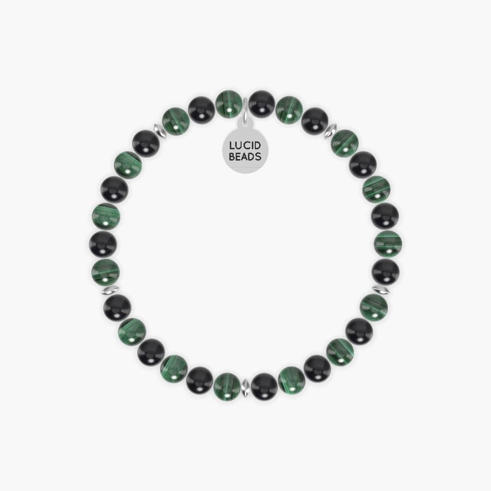 Black Obsidian and Malachite Bracelet