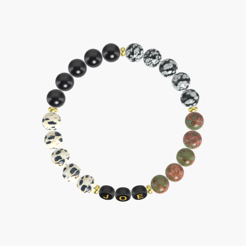 Unakite, Snowflake Obsidian, Black Tourmaline and more Gemstone Bracelet