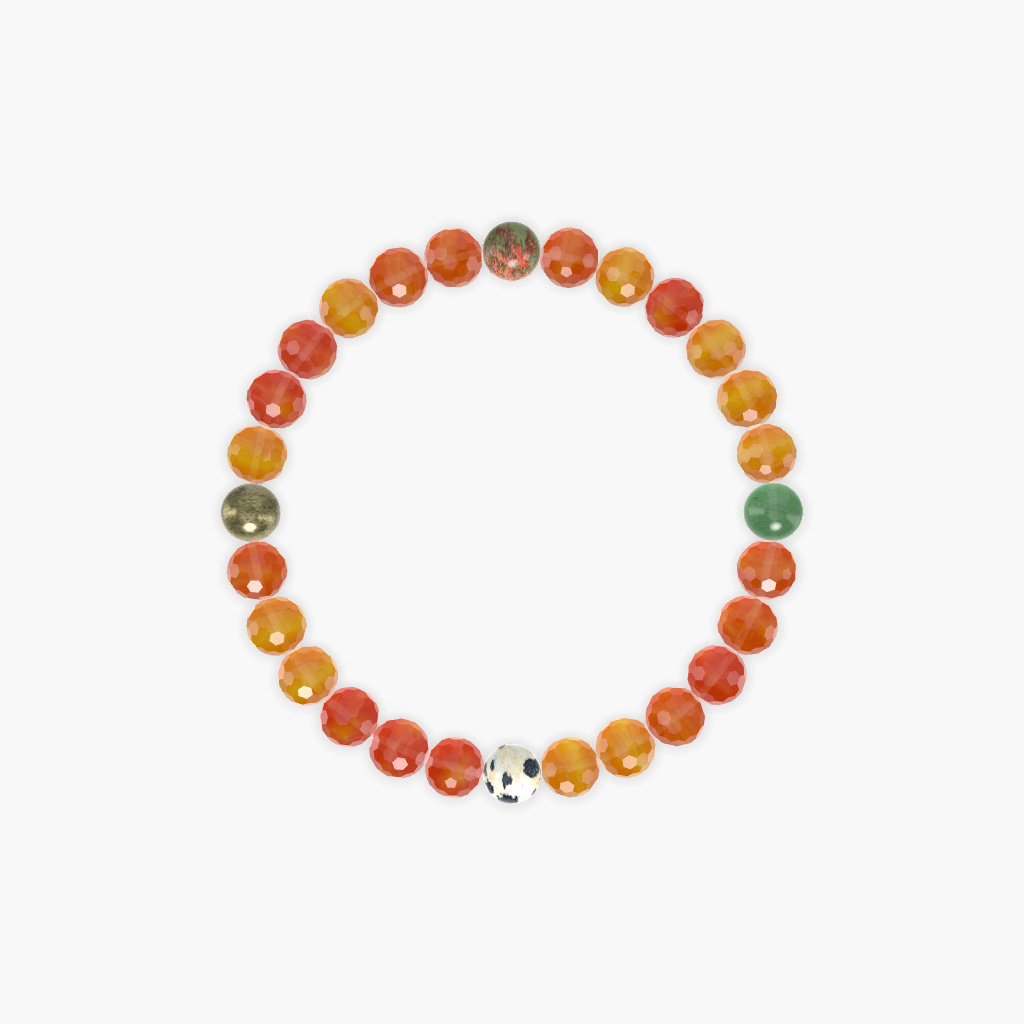 Carnelian, Dalmatian Jasper, Aventurine and more Gemstone Bracelet