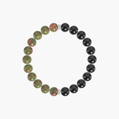 Black Tourmaline and Unakite Bracelet