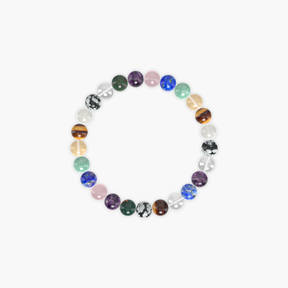 Snowflake Obsidian, Tiger Eye, Clear Quartz and more Gemstone Bracelet