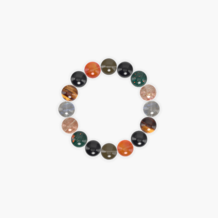 Smoky Quartz, Carnelian, Black Tourmaline and more Gemstone Bracelet