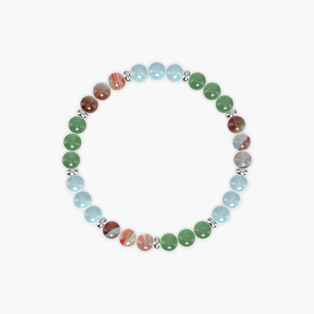 Aventurine, Aquamarine and Sardonyx Bracelet