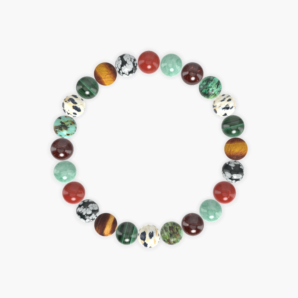 Dalmatian Jasper, African Turquoise, Garnet and more Gemstone Bracelet