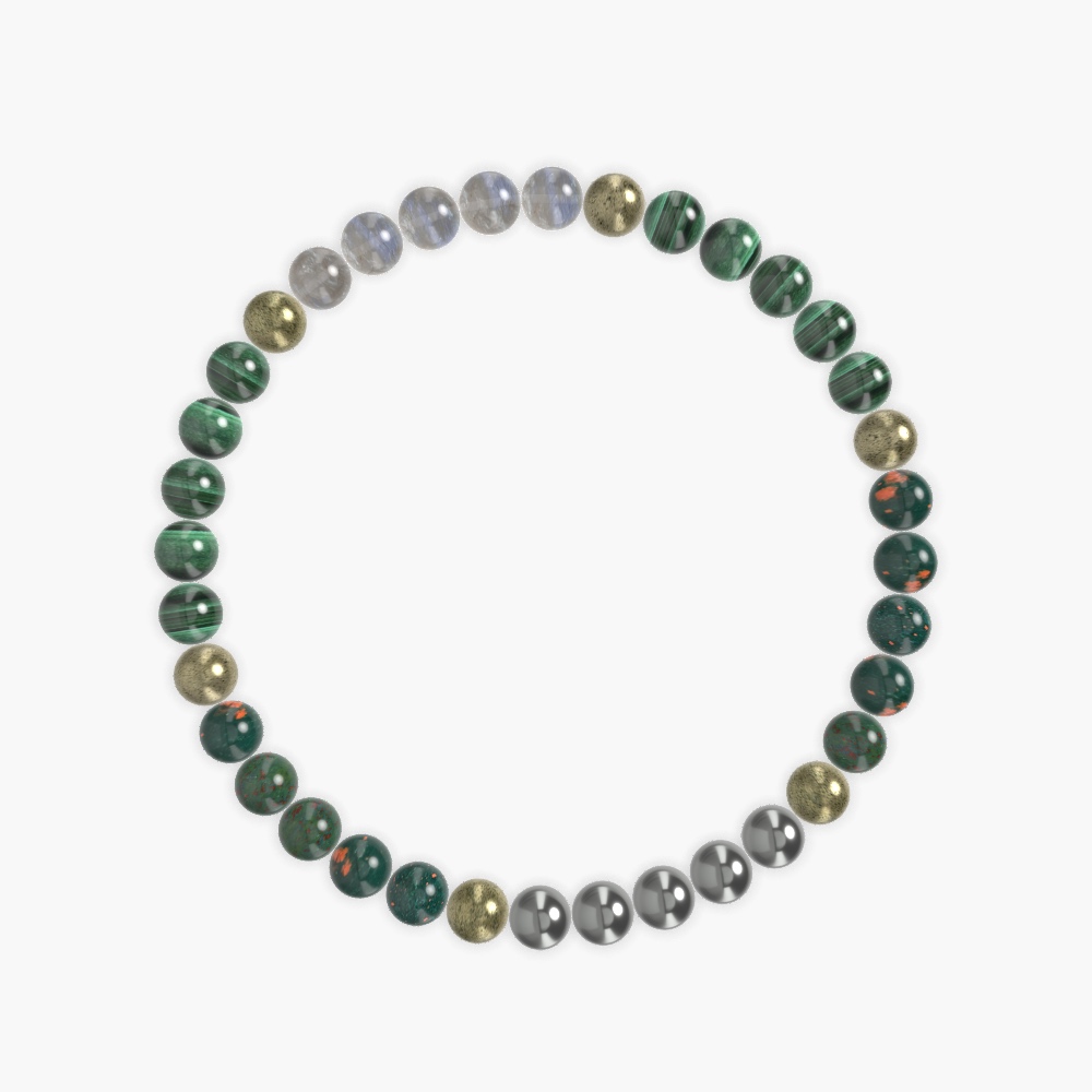 Malachite, Bloodstone, Pyrite and more Gemstone Bracelet