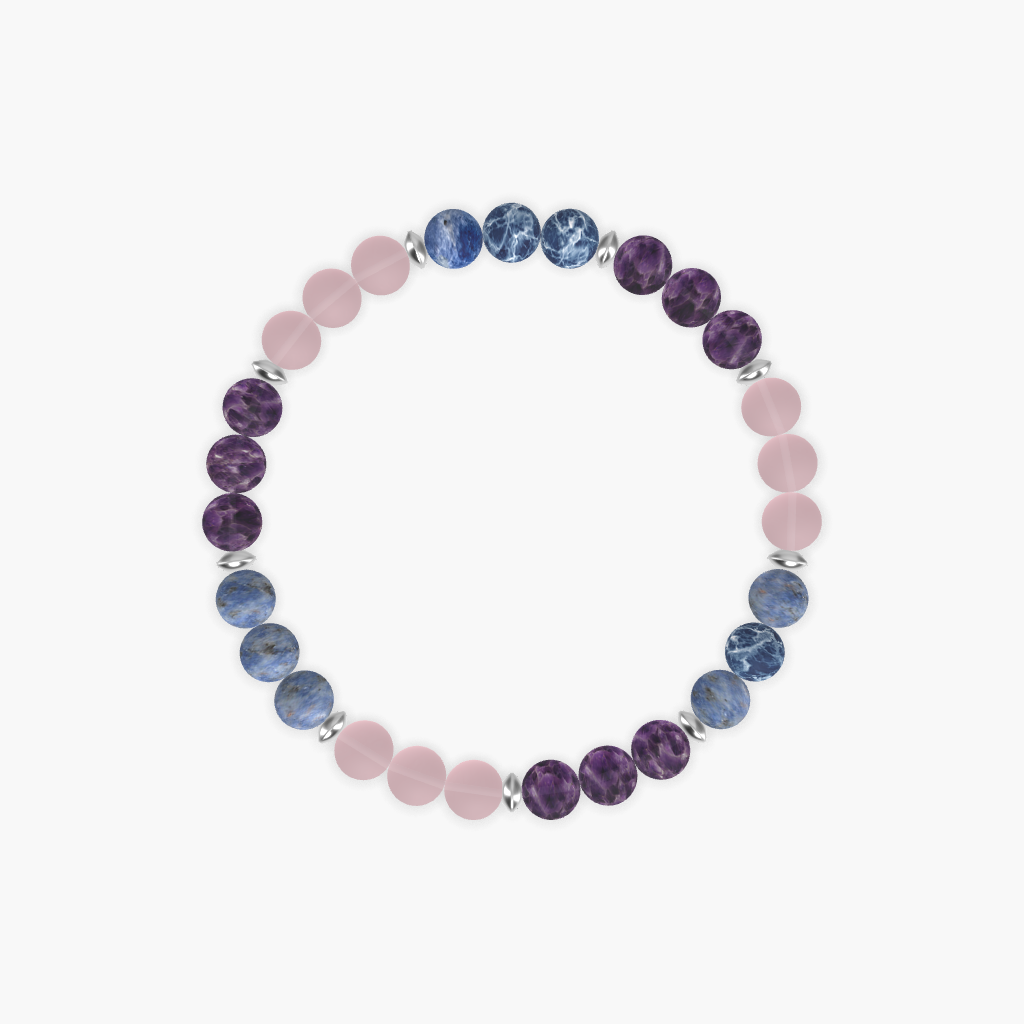 Amethyst, Sodalite and Rose Quartz Bracelet