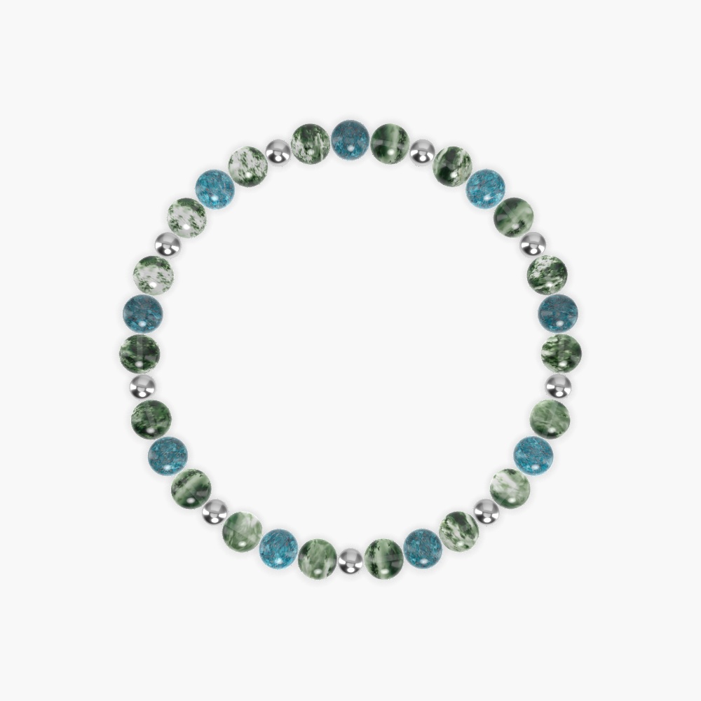Moss Agate and Apatite Bracelet