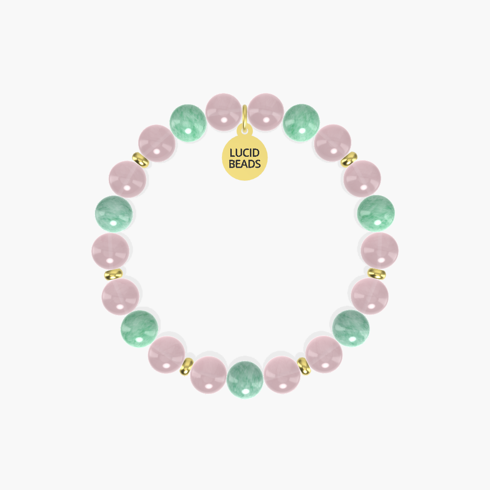 Heart Harmony - Rose Quartz and Green Jade Bracelet