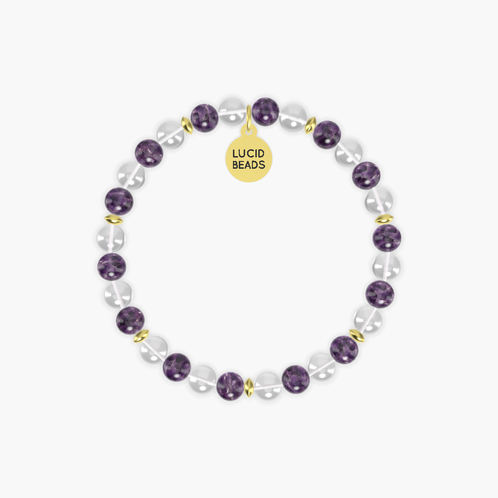 Clarity & Focus - Clear Quartz and Amethyst Bracelet