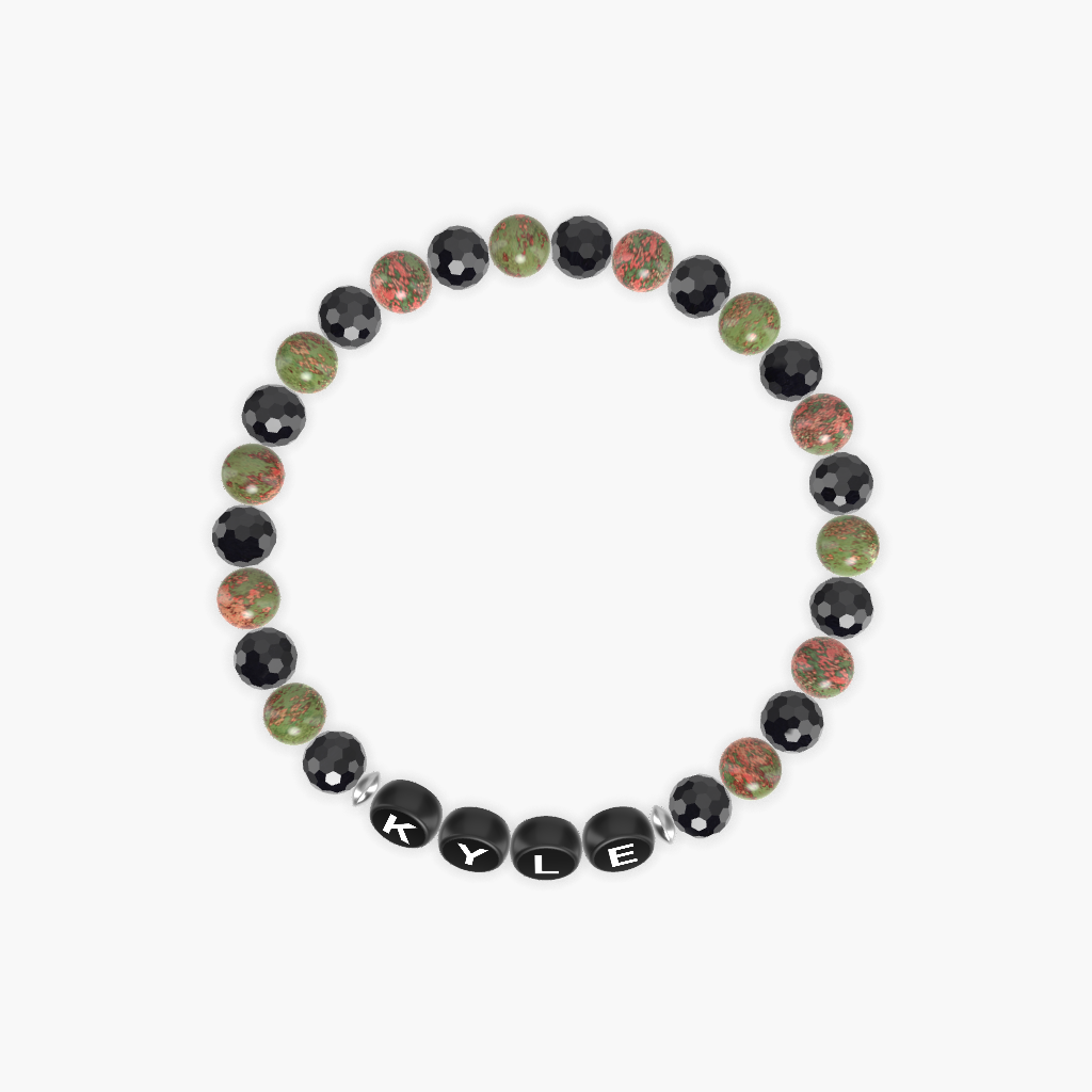 Black Tourmaline and Unakite Bracelet