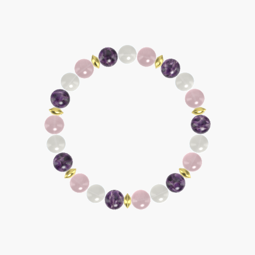 Rose Quartz, Moonstone and Amethyst Bracelet