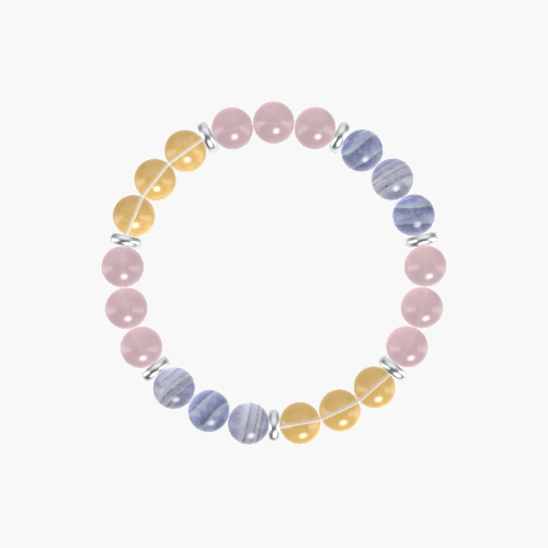 Rose Quartz, Citrine and Blue Lace Agate Bracelet
