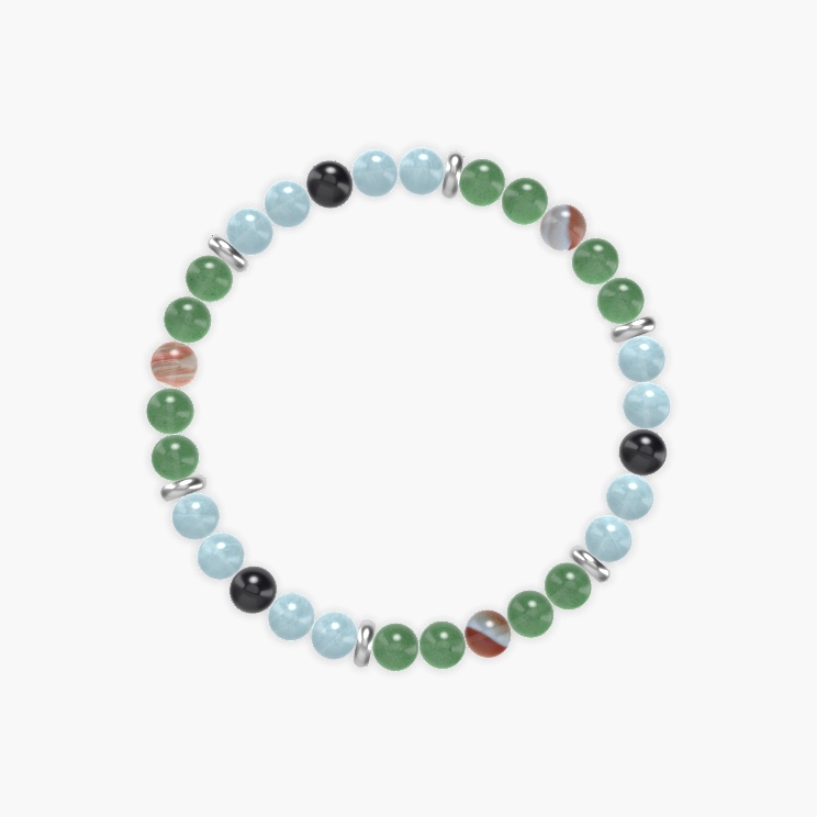 Aquamarine, Aventurine, Black Tourmaline and more Gemstone Bracelet