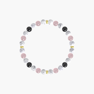 Howlite, Rose Quartz and Black Tourmaline Bracelet