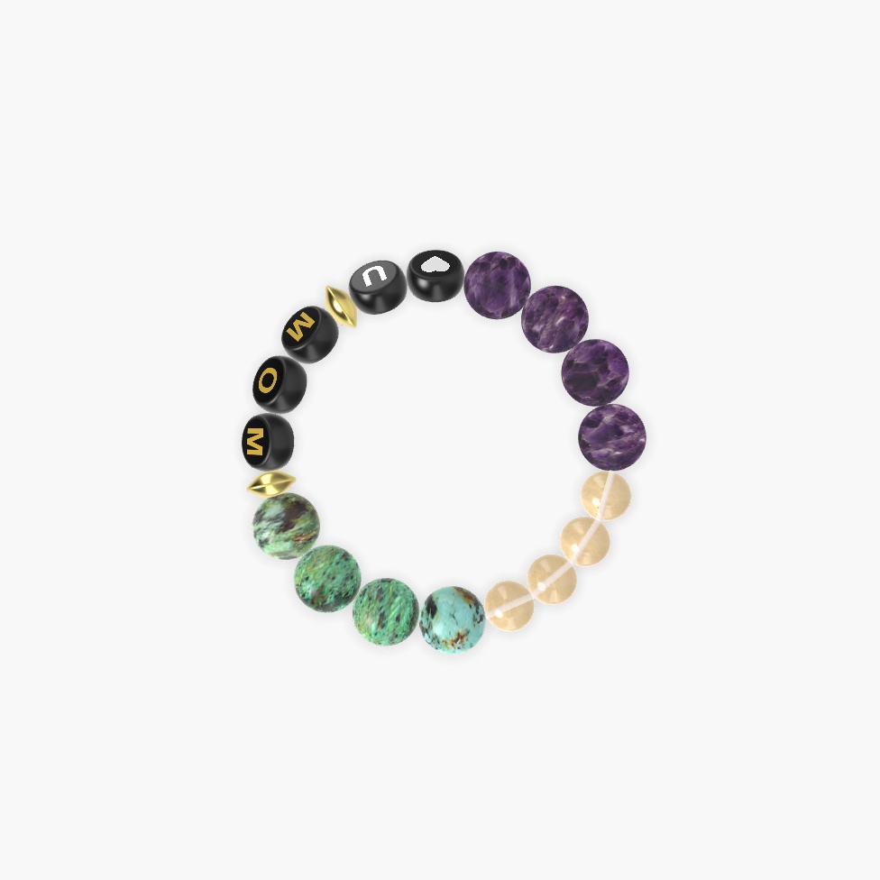 African Turquoise, Citrine and Amethyst Bracelet