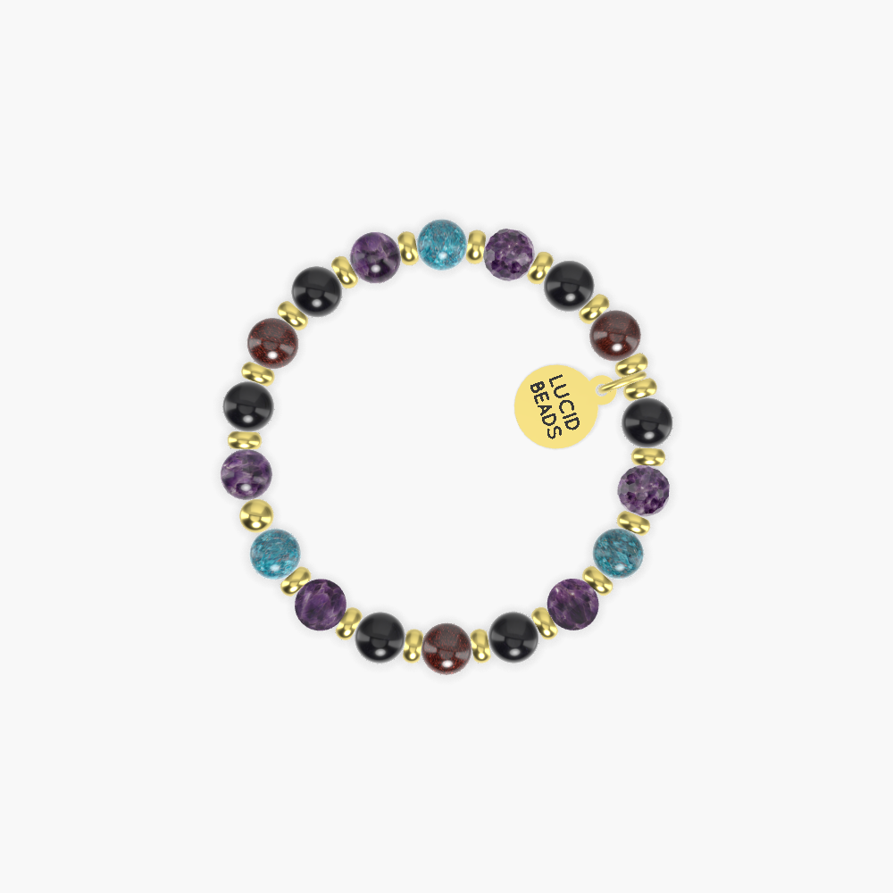 Black Obsidian, Amethyst, Garnet and more Gemstone Bracelet