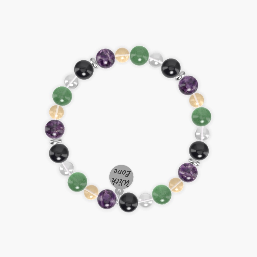 Black Tourmaline, Clear Quartz, Aventurine and more Gemstone Bracelet