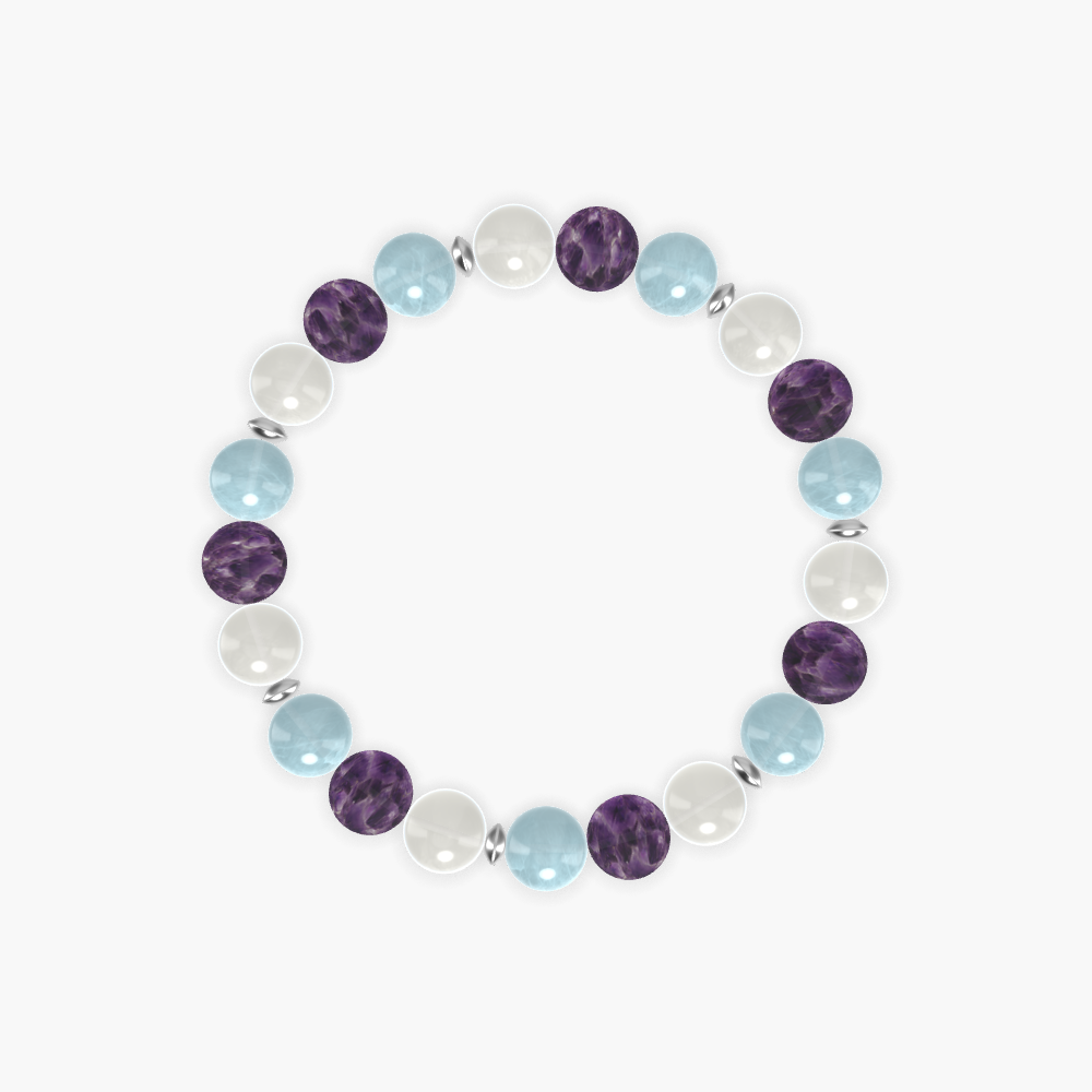 Aquamarine, Amethyst and Moonstone Bracelet