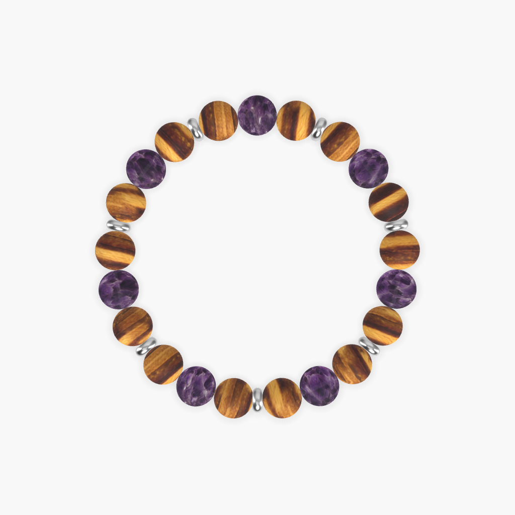 Tiger Eye and Amethyst Bracelet
