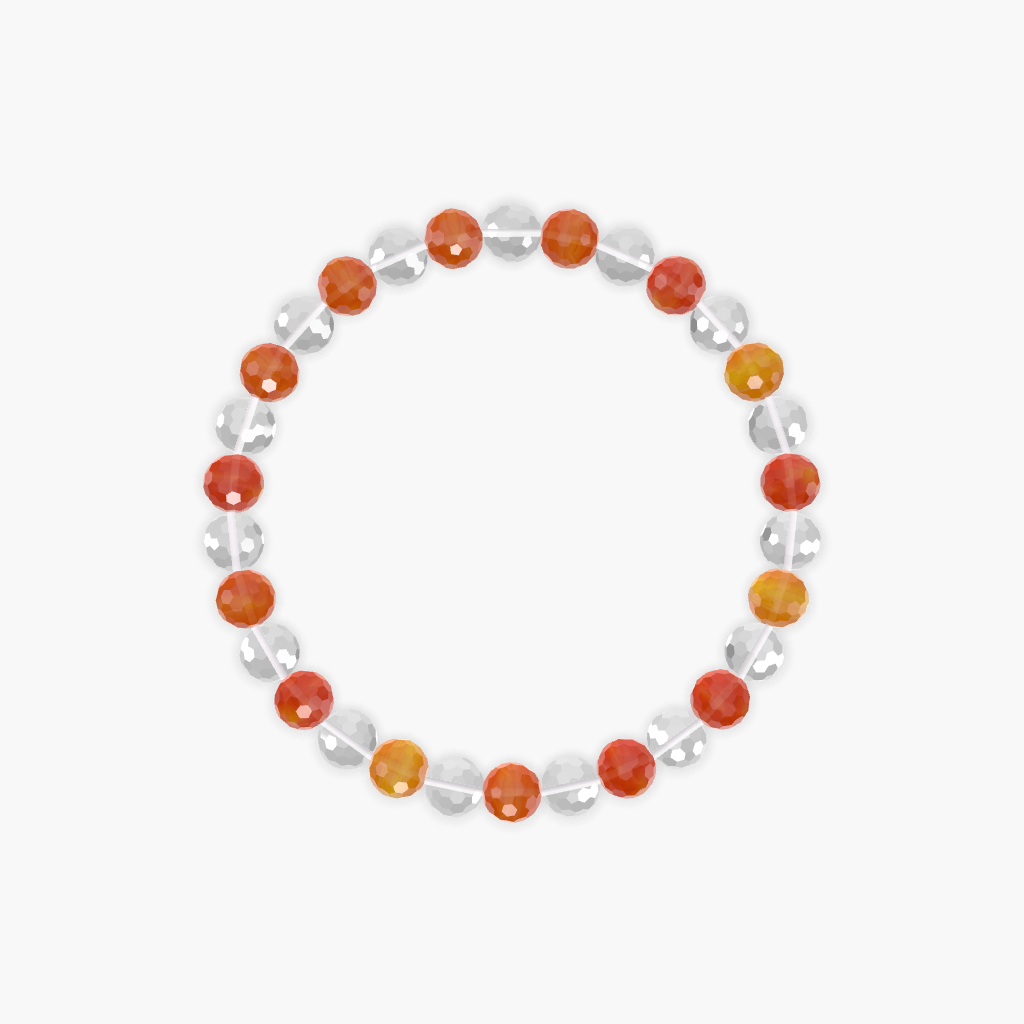 Carnelian and Clear Quartz Bracelet