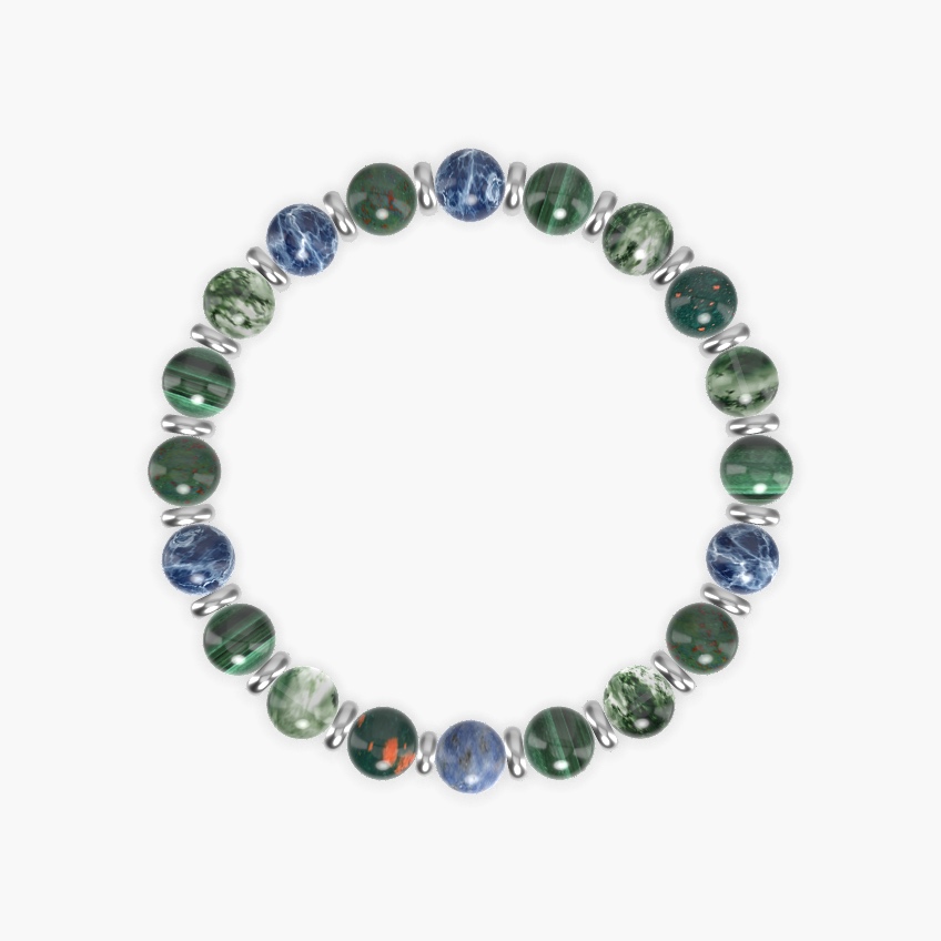 Sodalite, Malachite, Moss Agate and more Gemstone Bracelet